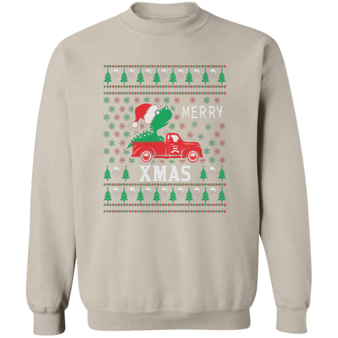 Merry Xmas Dinosaur Farm Truck Sweatshirt
